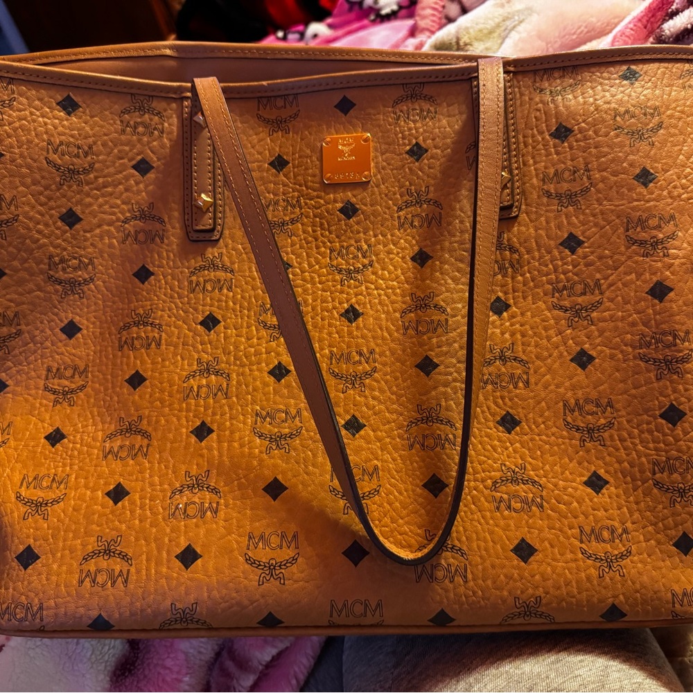 MCM Tan Visetos Monogram Tote Bag